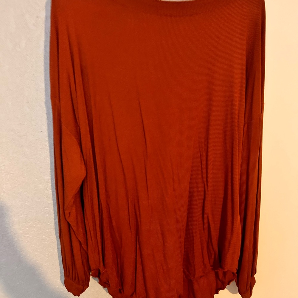Free People Burnt Orange 3/4 Sleeve Top - XS (oversized)